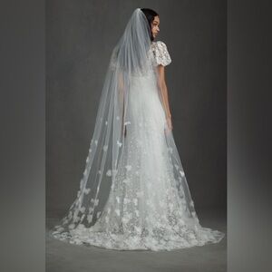 Rosyn Scattered Flowers Chapel Veil for Wedding